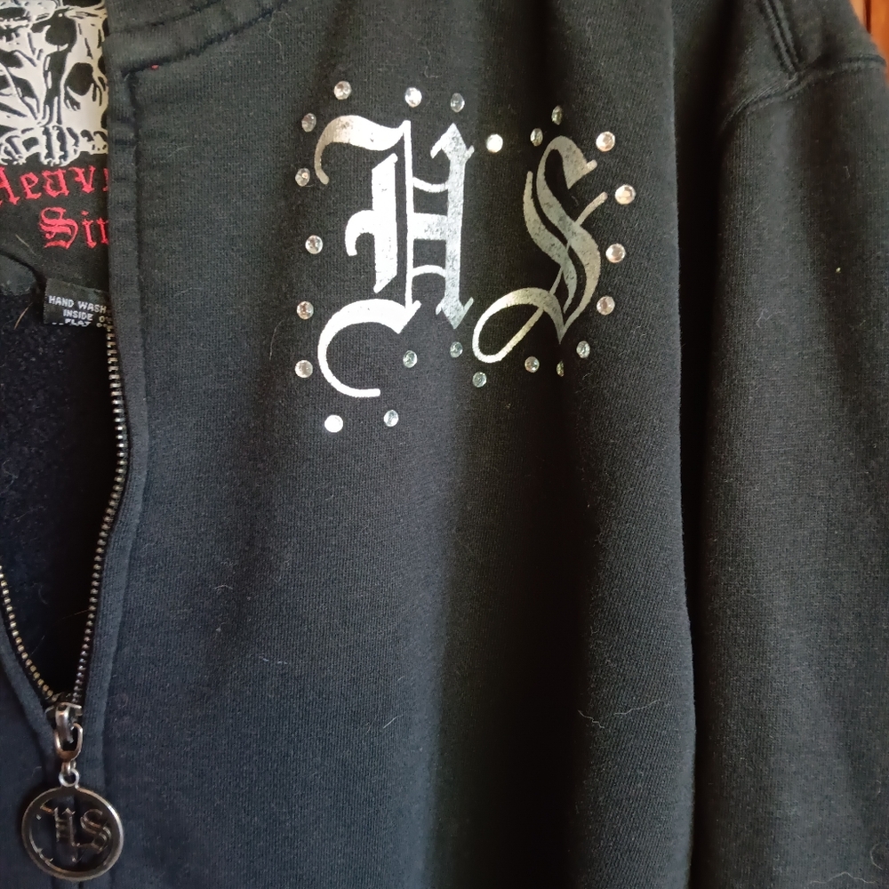 Heavenly Sins htf Vintage rhinestone Hoodie. Mising hoodie strings. L - Picture 5 of 7